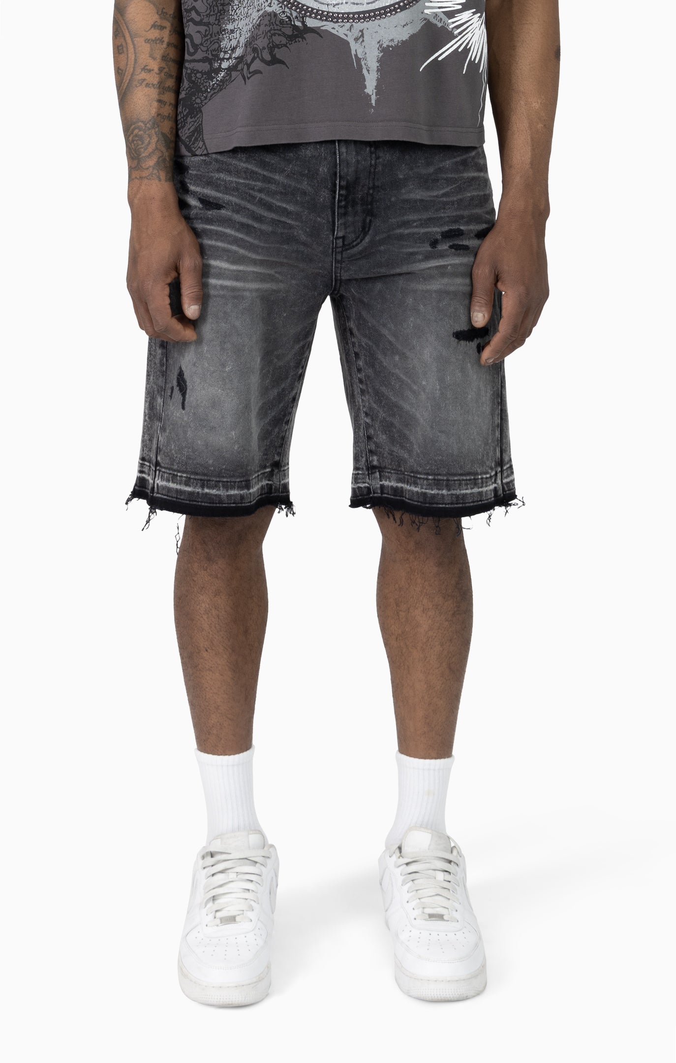 Smoke Rise Sun Bleached Effect Colored Shorts Chaos Black