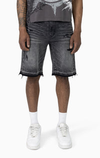 Smoke Rise Sun Bleached Effect Colored Shorts Chaos Black