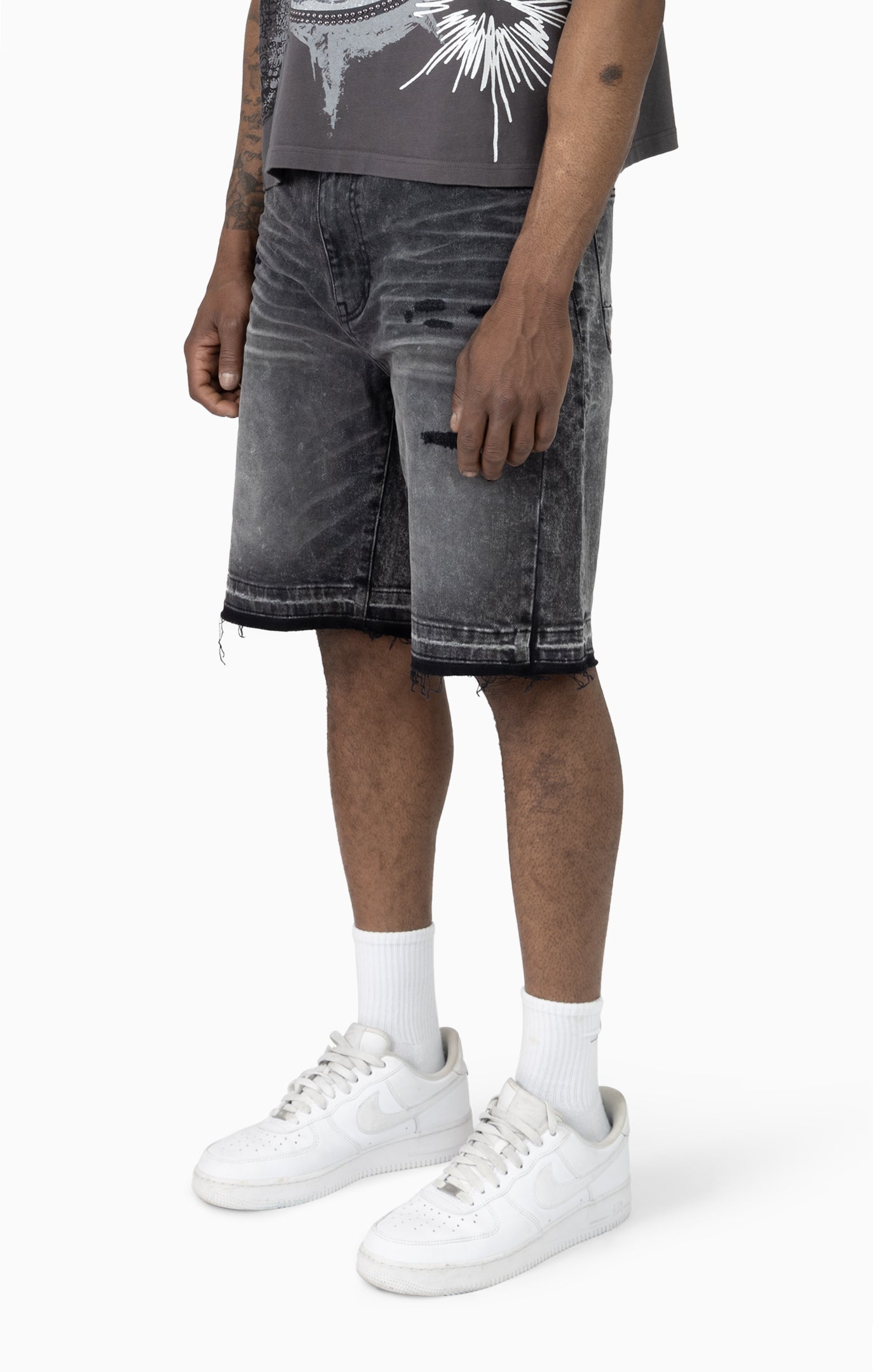 Smoke Rise Sun Bleached Effect Colored Shorts Chaos Black