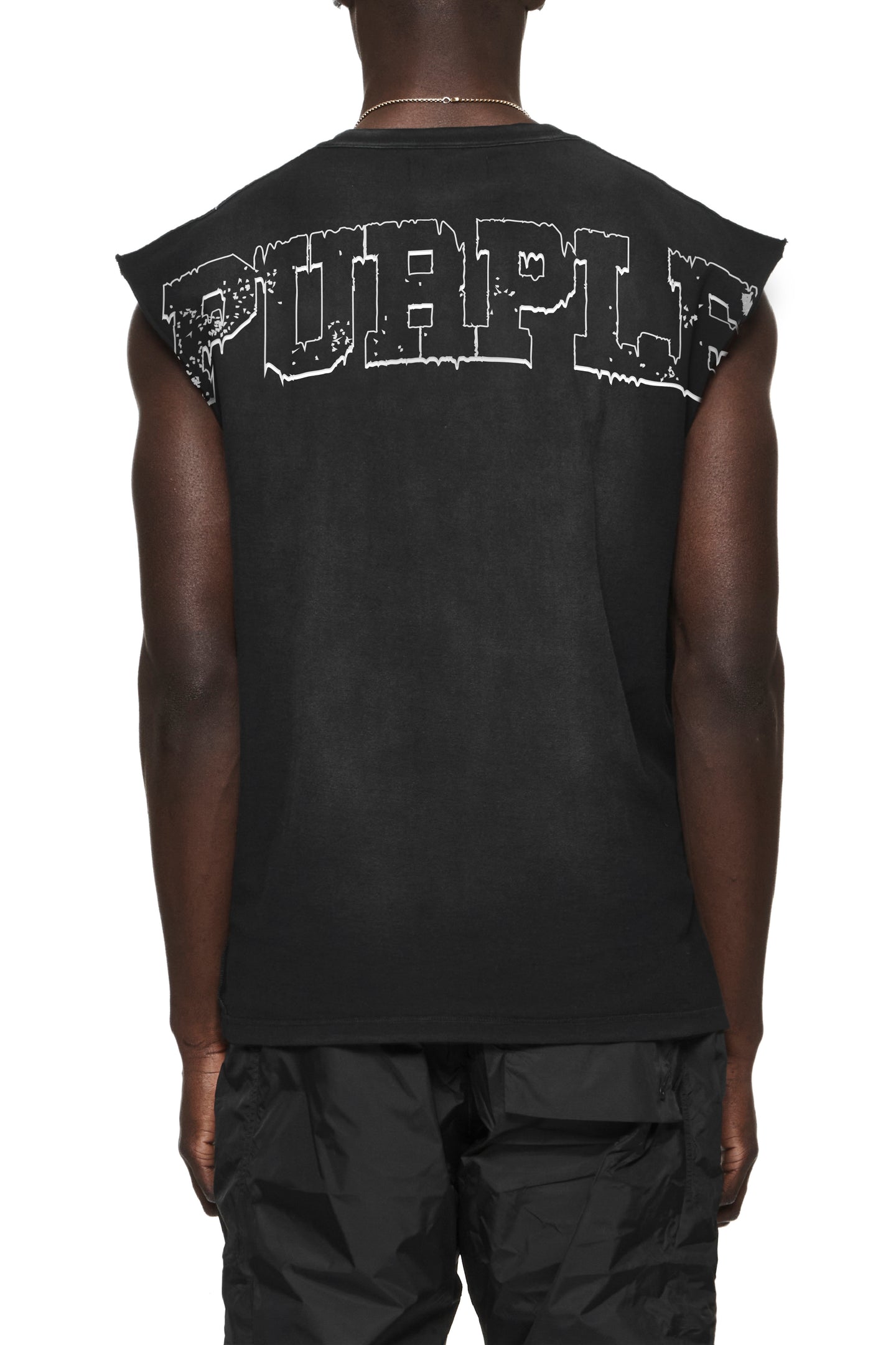 Purple Brand Textured Sleeveless Tee Black