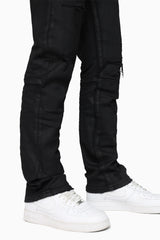 Smoke Rise Heavy Whisker Effect Jeans Glow Black