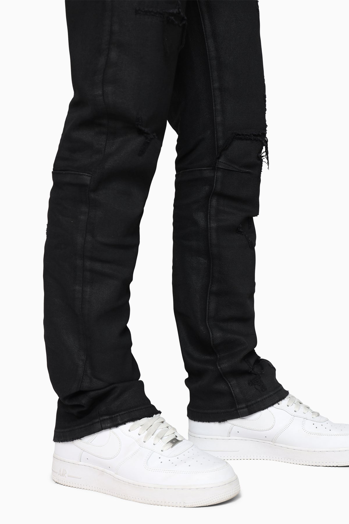 Smoke Rise Heavy Whisker Effect Jeans Glow Black
