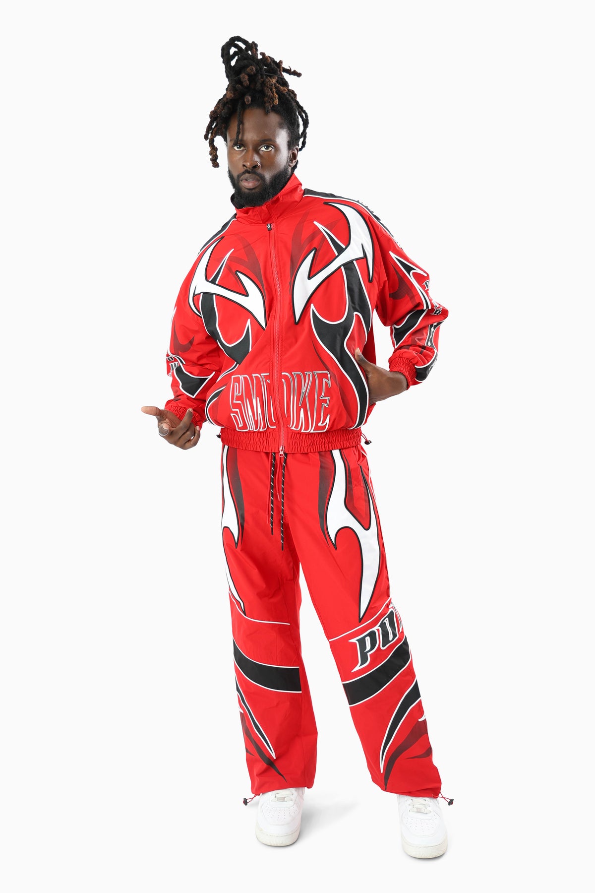 Smoke Rise Power Windbreaker Tracksuit Red