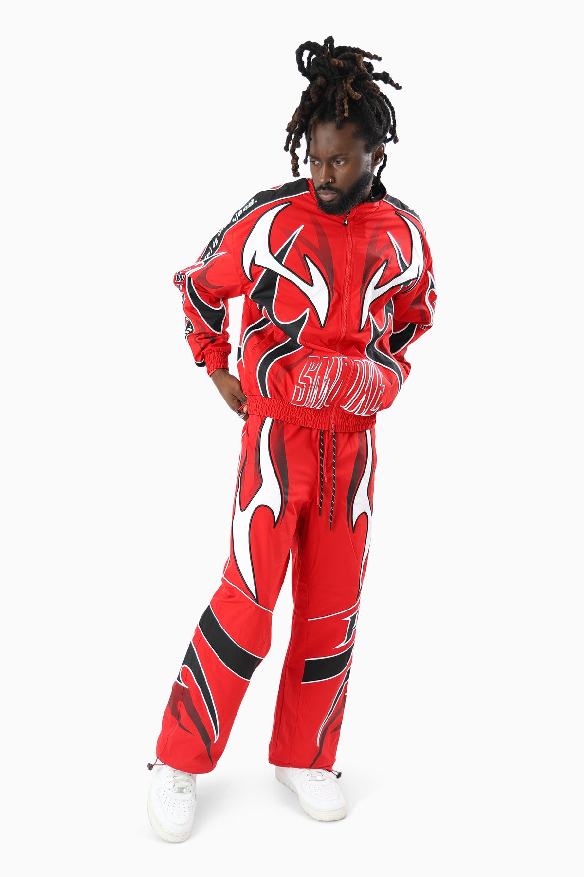 Smoke Rise Power Windbreaker Tracksuit Red