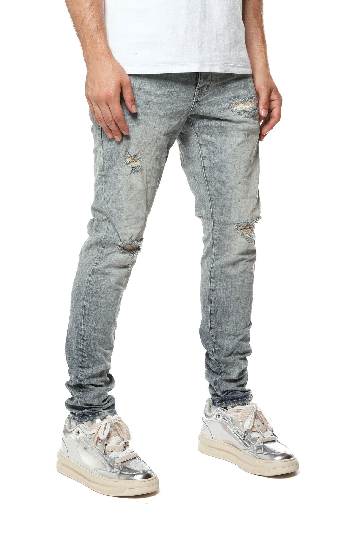 Purple Brand Worn Indigo Reflective Paint Lt Indigo