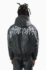 Smoke Rise Limitless Pu Hooded Bomber Jacket Black