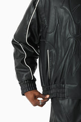 Smoke Rise Limitless Pu Hooded Bomber Jacket Black