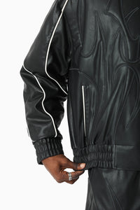 Smoke Rise Limitless Pu Hooded Bomber Jacket Black