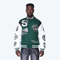 Smoke Rise Luxe Legacy Wool Varsity Jacket Hunter