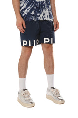 Purple Brand Wordmark Cut All Around Shorts Navy