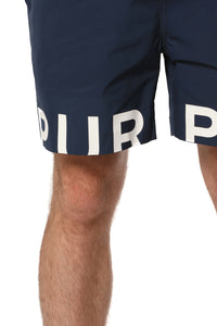 Purple Brand Wordmark Cut All Around Shorts Navy