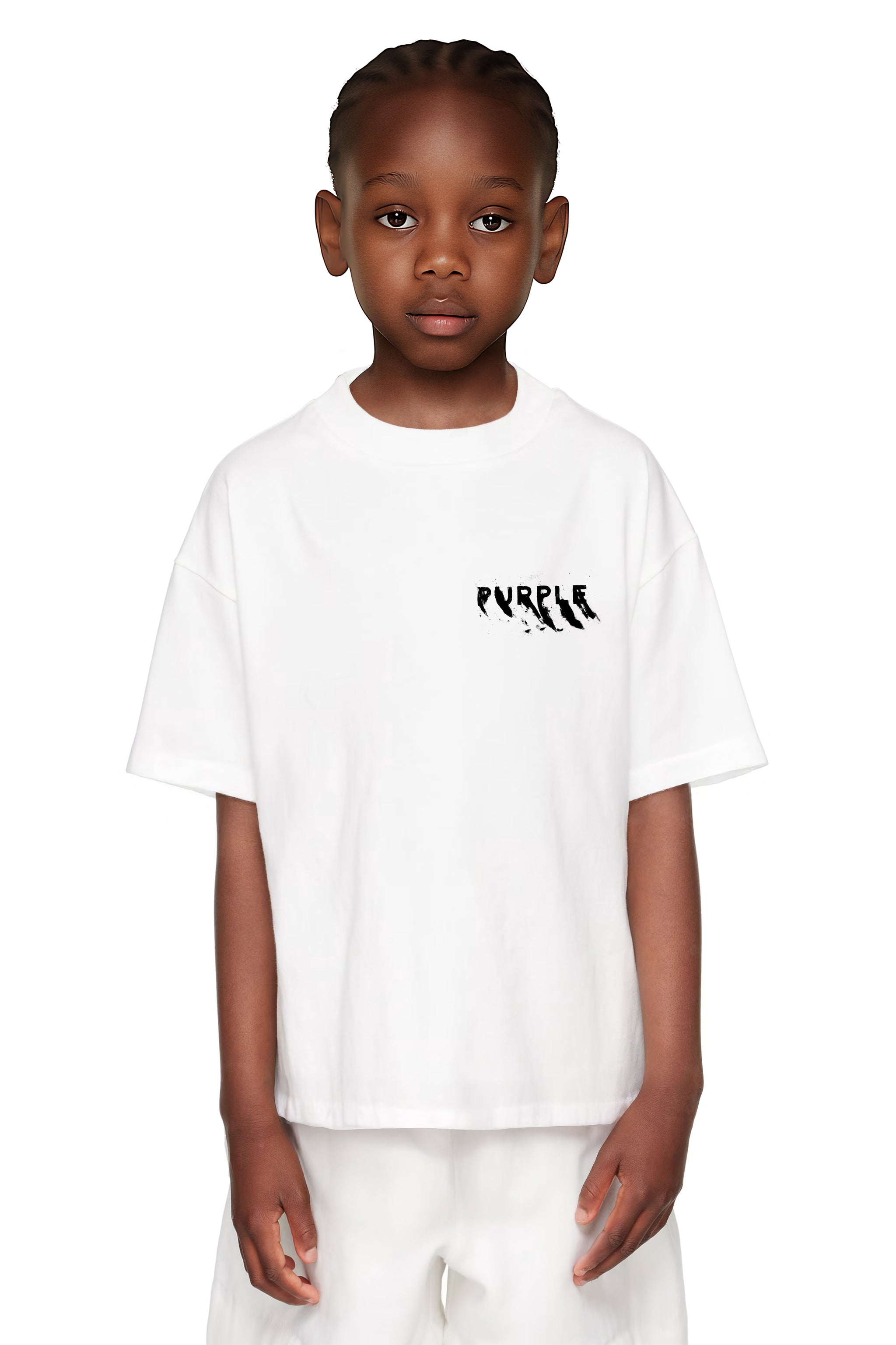 Purple Brand Kids Painted Wordmark Tee White