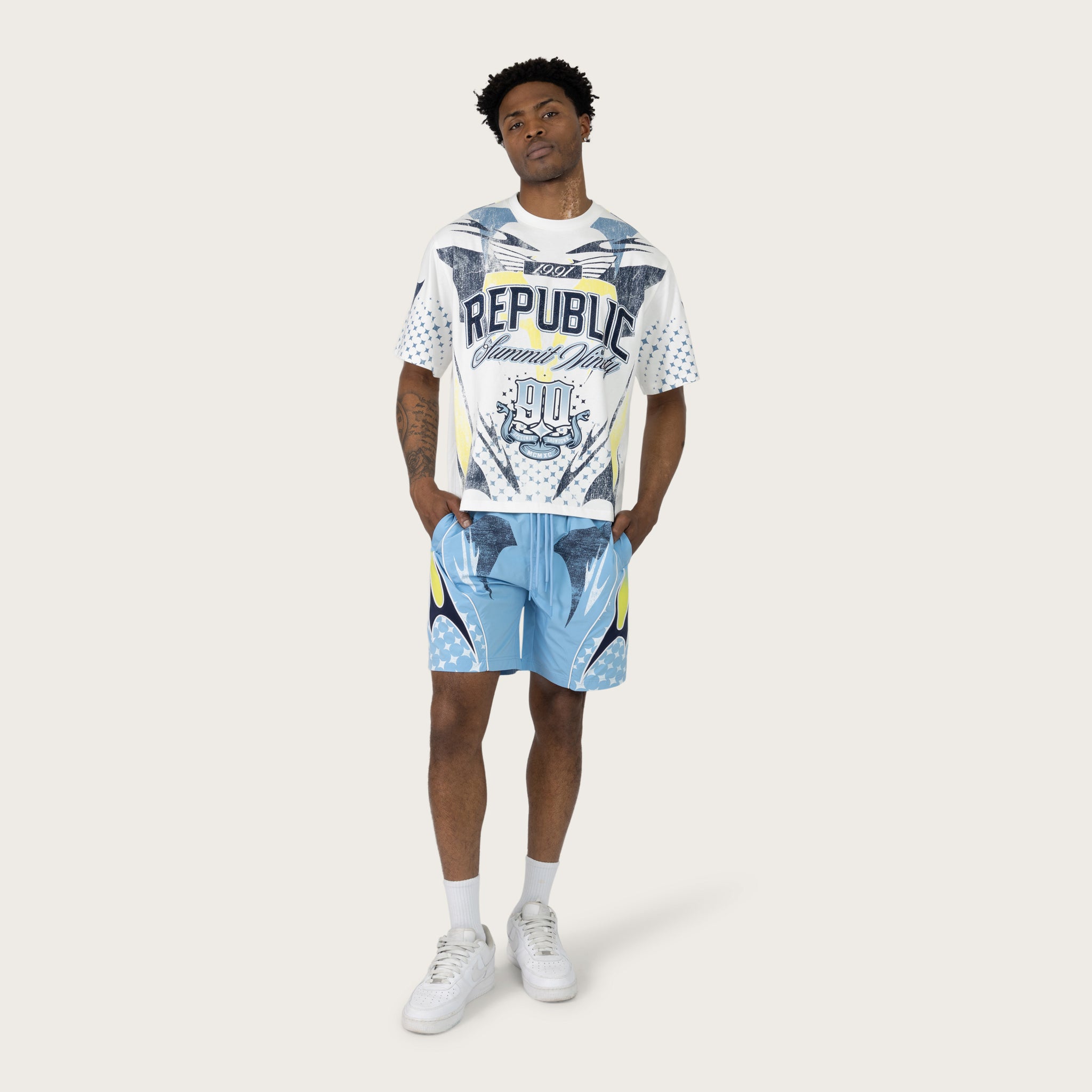 Smoke Rise Republic Wind Breaker Shorts Boy Blue