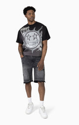 Smoke Rise Sun Bleached Effect Colored Shorts Chaos Black