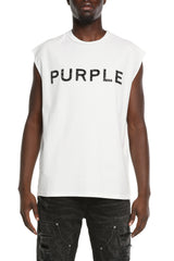 Purple Brand Crystal Sleeveless Tee White