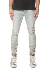 Purple Brand Skinny Pink Mud Distressed Jeans Lt Indigo