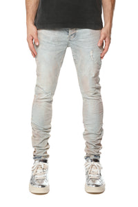 Purple Brand Skinny Pink Mud Distressed Jeans Lt Indigo