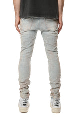 Purple Brand Skinny Pink Mud Distressed Jeans Lt Indigo