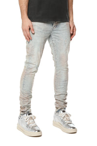 Purple Brand Skinny Pink Mud Distressed Jeans Lt Indigo