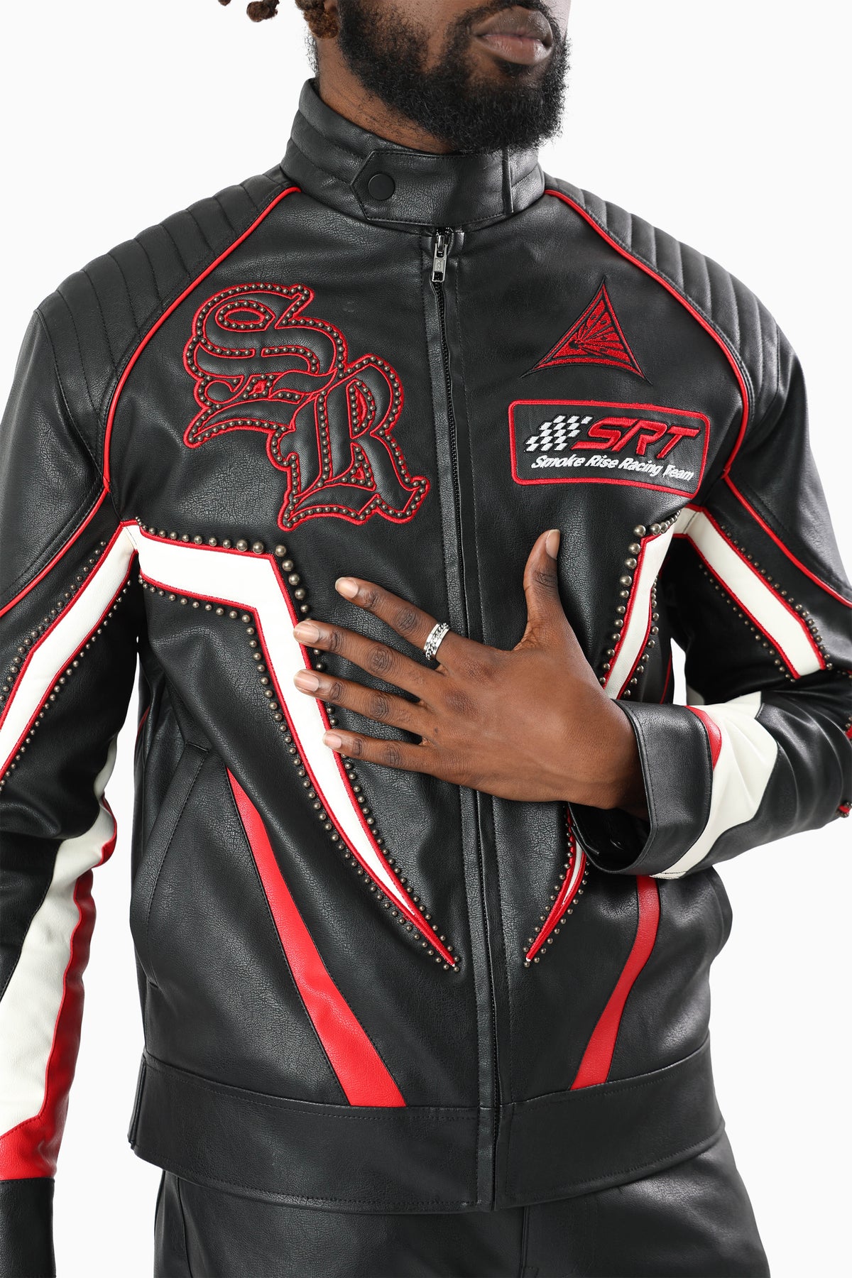 Smoke Rise Club Circuit Racing Pu Jacket Black/Red
