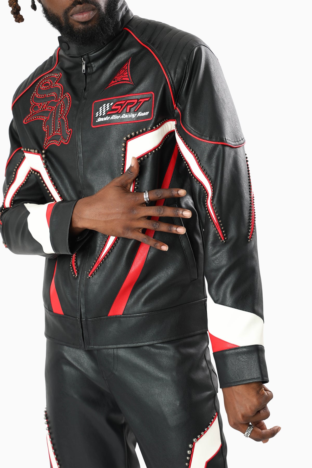 Smoke Rise Club Circuit Racing Pu Jacket Black/Red