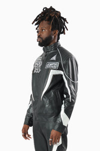 Smoke Rise Club Circuit Racing Pu Jacket Crocodile Black