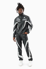 Smoke Rise Club Circuit Racing Pu Jacket Crocodile Black