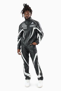 Smoke Rise Club Circuit Racing Pu Jacket Crocodile Black