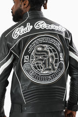 Smoke Rise Club Circuit Racing Pu Jacket Crocodile Black