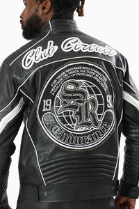Smoke Rise Club Circuit Racing Pu Jacket Crocodile Black