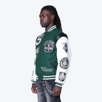 Smoke Rise Luxe Legacy Wool Varsity Jacket Hunter