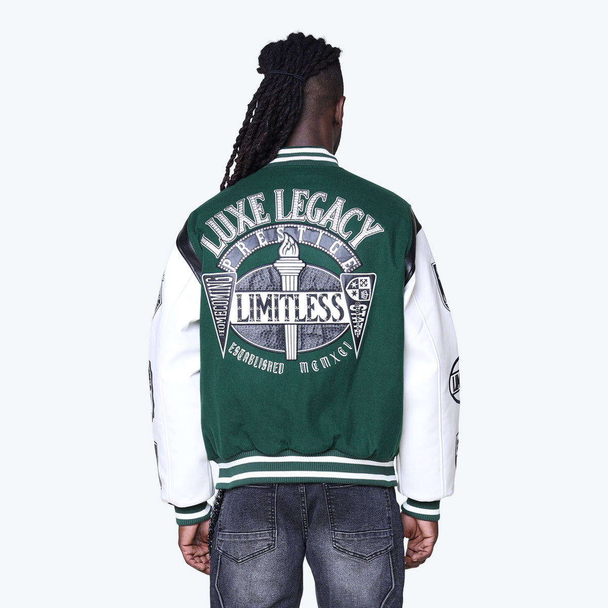 Smoke Rise Luxe Legacy Wool Varsity Jacket Hunter