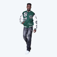 Smoke Rise Luxe Legacy Wool Varsity Jacket Hunter