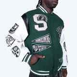 Smoke Rise Luxe Legacy Wool Varsity Jacket Hunter