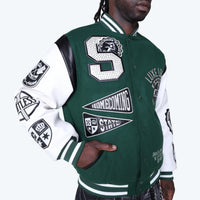 Smoke Rise Luxe Legacy Wool Varsity Jacket Hunter