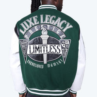 Smoke Rise Luxe Legacy Wool Varsity Jacket Hunter