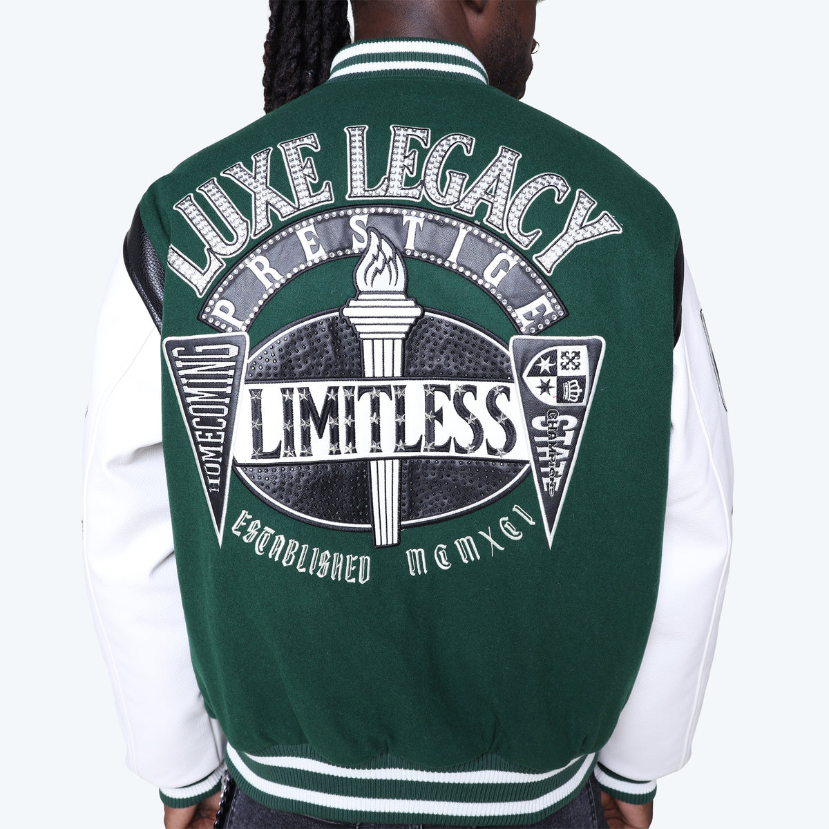 Smoke Rise Luxe Legacy Wool Varsity Jacket Hunter