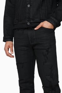 Smoke Rise Heavy Whisker Effect Jeans Glow Black
