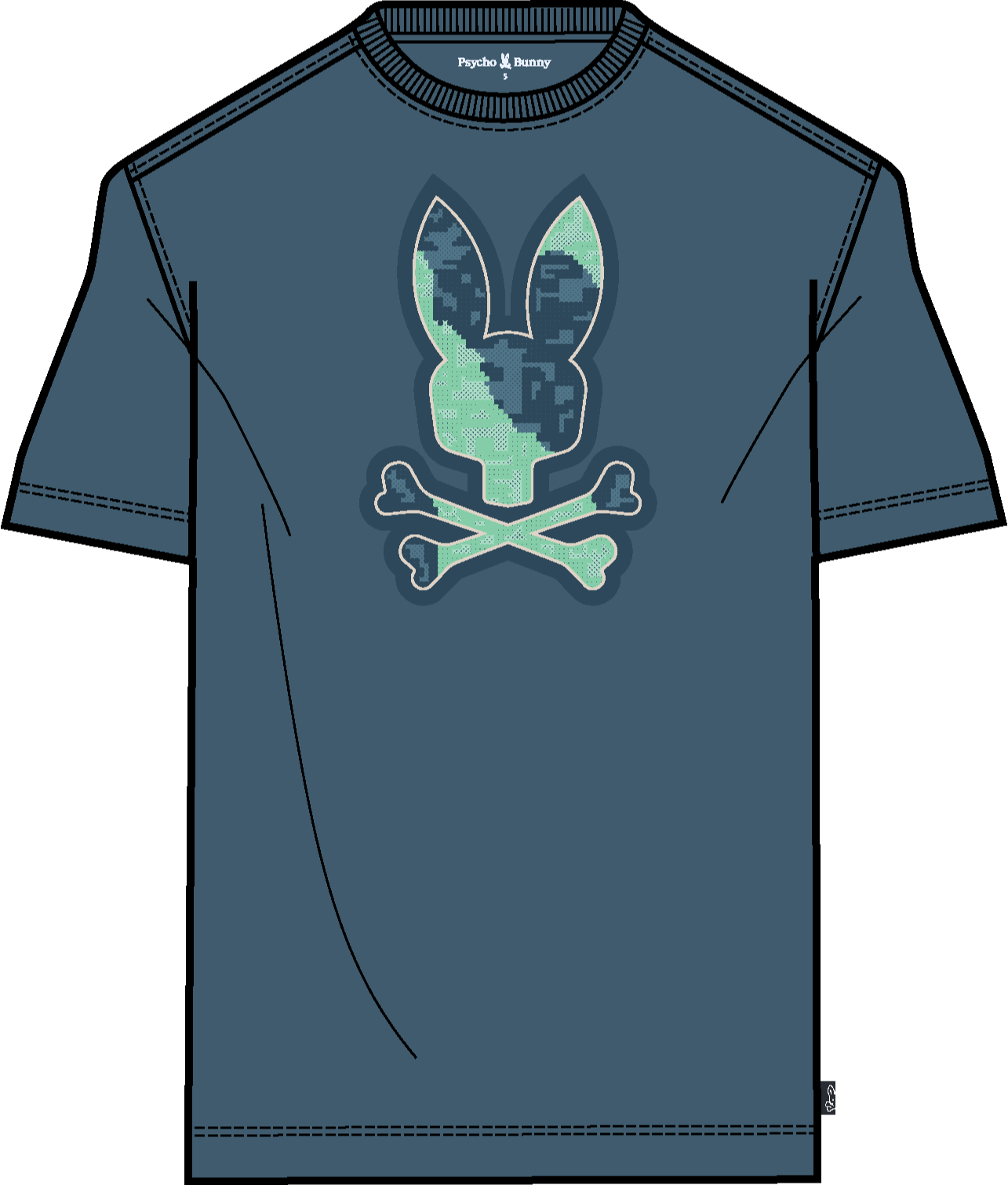 Psycho Bunny Olivier Graphic Tee Mallard Blue