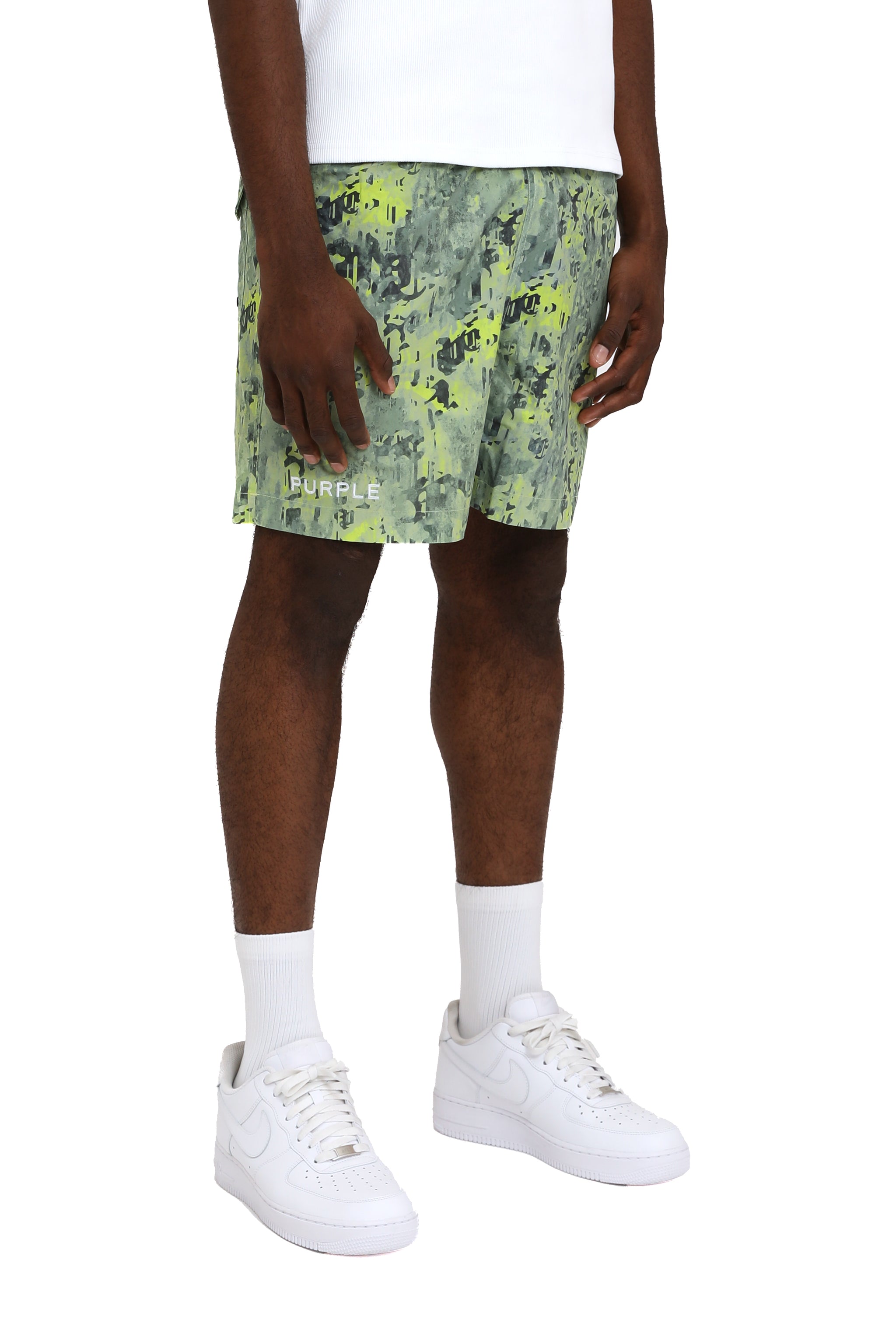 Purple brand Worn Gothic Camo round shorts multi