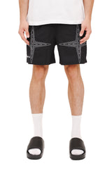 Purple brand Holographic round shorts black