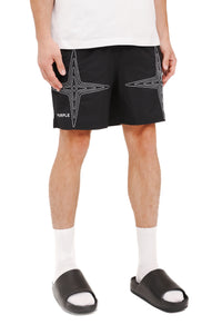 Purple brand Holographic round shorts black