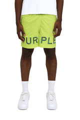 Purple brand Embroidered Wordmark all round shorts green