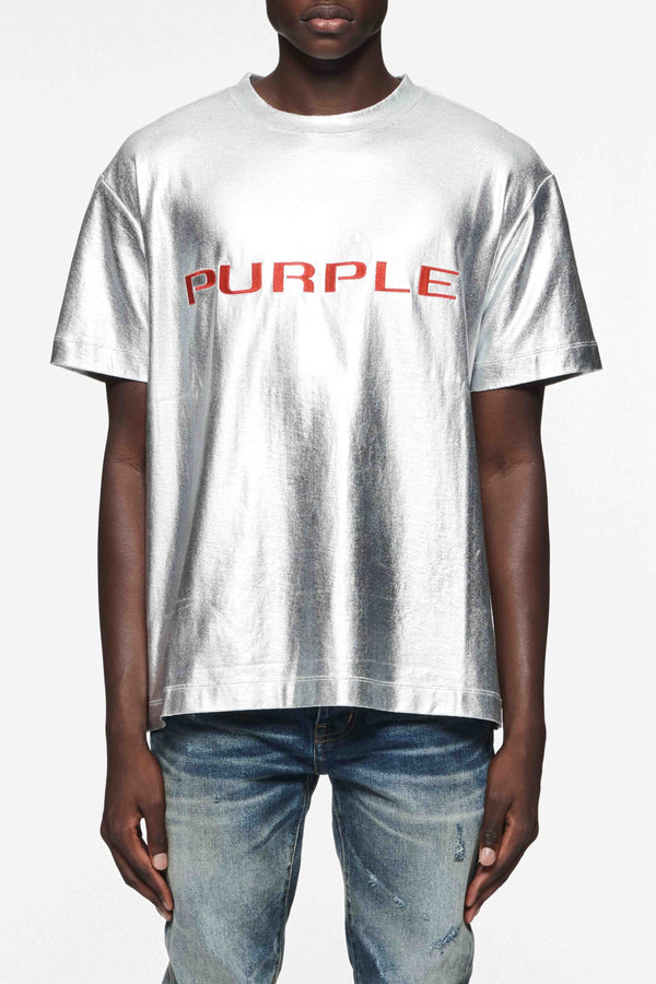 Purple Brand (Silver/Red Logo Textured Jersey T-Shirt)