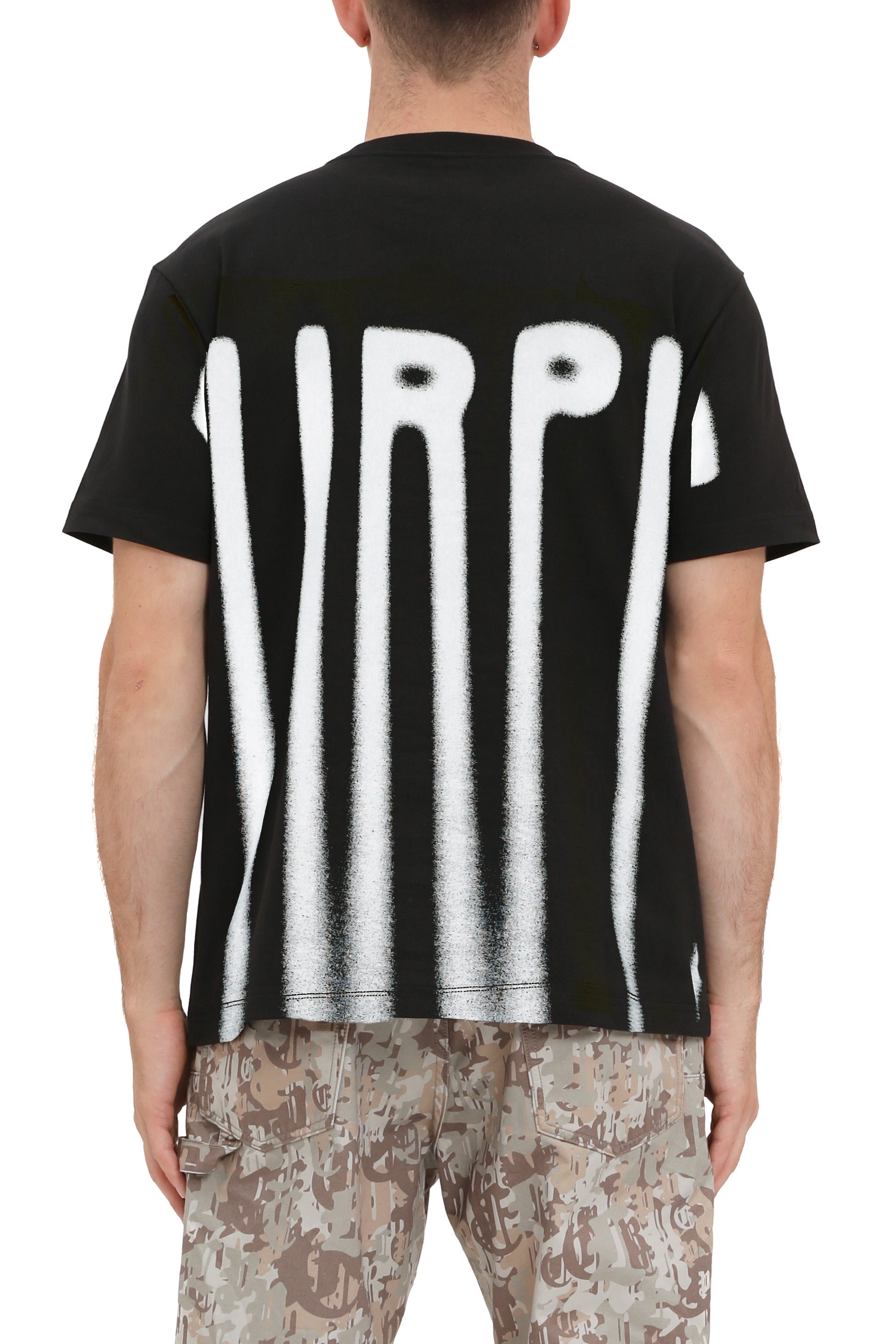 Purple brand blurred wordmark tee black