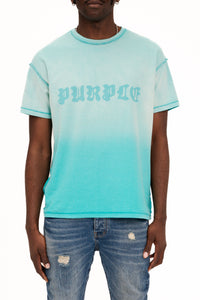 Purple Brand Men’s Gothic Shadow Tee – Blue Faded Gradient Logo Tee