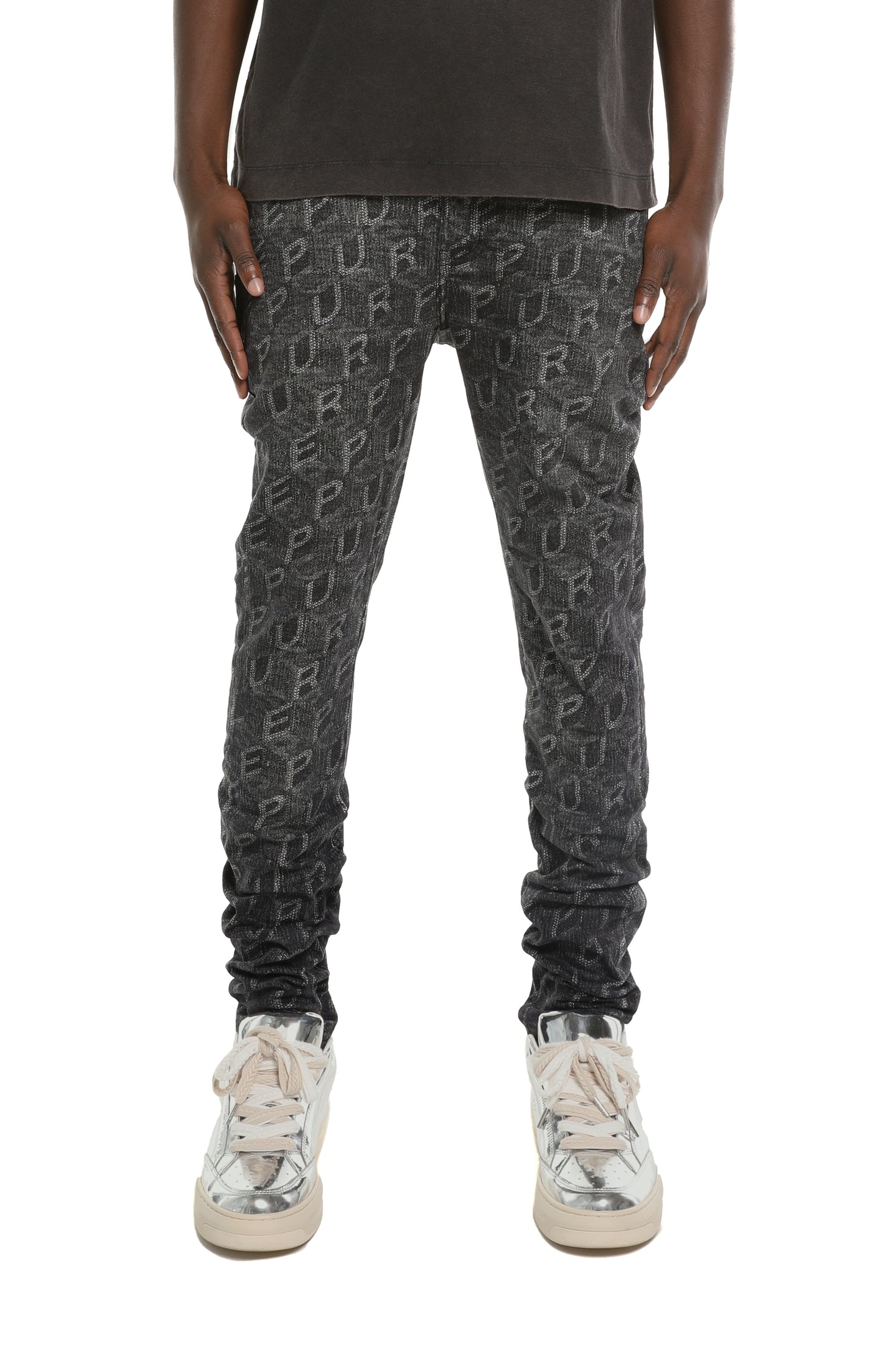 Purple Brand Skinny Printed Monogram Jeans Black