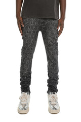 Purple Brand Skinny Printed Monogram Jeans Black