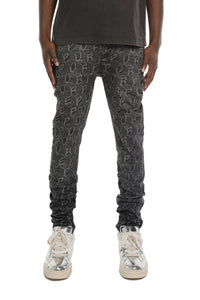 Purple Brand Skinny Printed Monogram Jeans Black