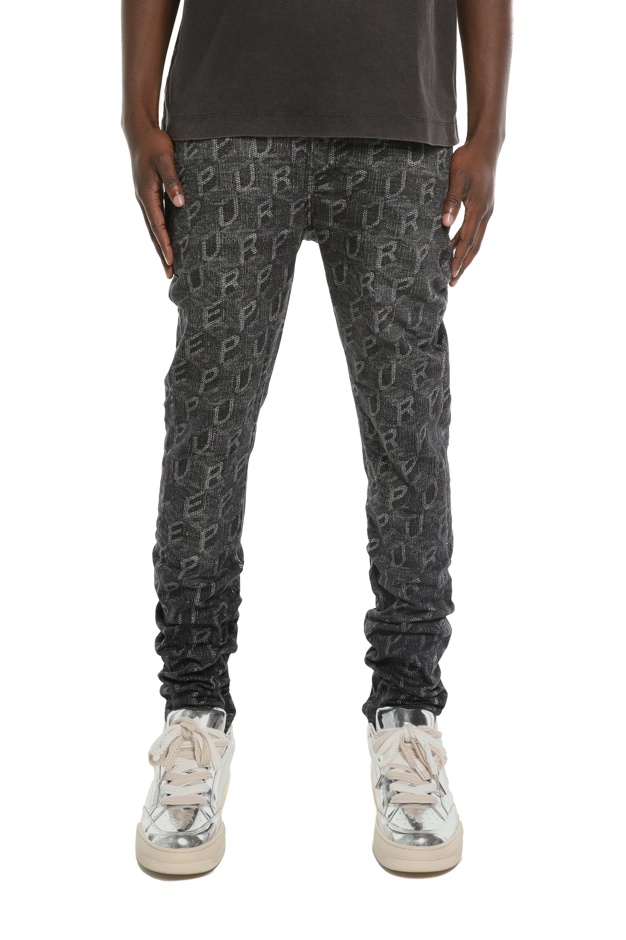 Purple Brand Skinny Printed Monogram Jeans Black